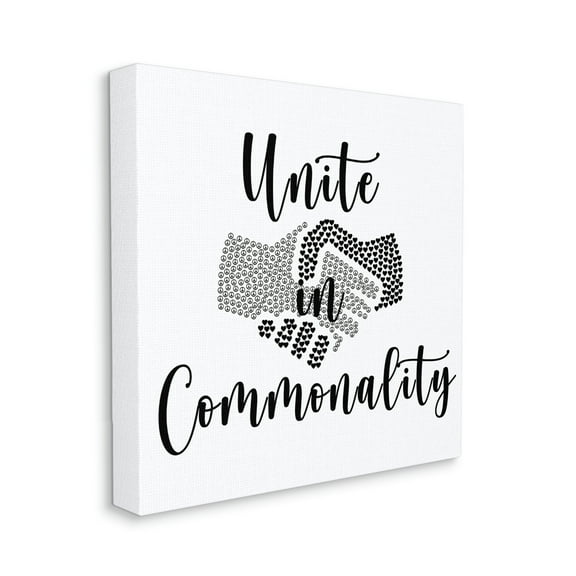 Unite in Commonality Phrase Equality Handshake Typography Gallery-Wrapped Canvas Print Wall Art, 17x17