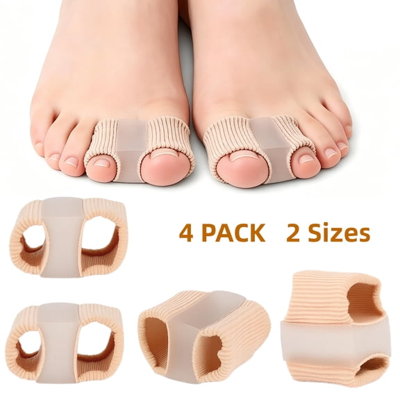 Bunion Toe Separators for Overlapping Toes Women Men, Gel Toe Spacers with 2 Loops for feet, Toe Straightener(2 Large, 2 Small)