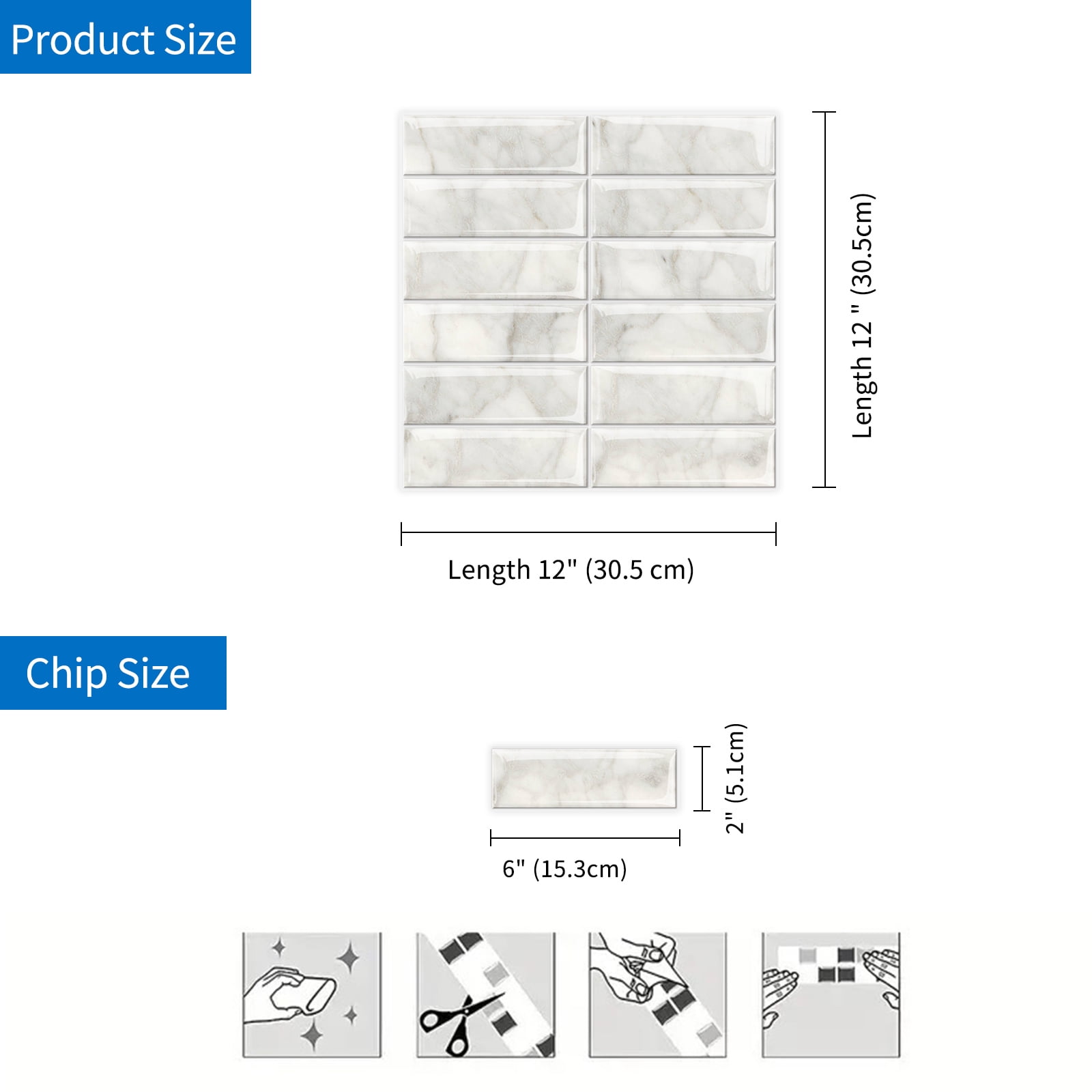 DEWOO Peel and Stick Backsplash - 10 Sheets of 12"×12" - 3D Adhesive Peel and Stick Tile Backsplash for Kitchen, Bathroom, Wall Tile, Light Gray
