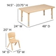 thumbnail image 6 of Flash Furniture 24"W x 48"L Rectangular Natural Plastic Height Adjustable Activity Table Set with 4 Chairs, 6 of 10