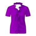 thumbnail image 4 of Njoeus Tops for Women Trendy Business Casual Tops for Women Womens Summer Shirt Ruffle V Neck Casual Tshirts Puff Sleeve Tops for Women Trendy Work Office Blouse Solid Color M-4Xl Summer Tops On Clear, 4 of 6