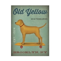 Trademark Fine Art 'Golden Dog on Skateboard' Canvas Art by Ryan Fowler