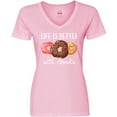 thumbnail image 3 of Inktastic Life is Better with Donuts Women's V-Neck T-Shirt, 3 of 5