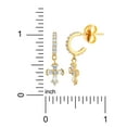 thumbnail image 5 of JS Jessica Simpson Women’s Sterling Silver 14KT Gold Plated Cubic Zirconia Cross Drop Earring, 5 of 5