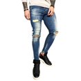 thumbnail image 1 of Hole Style Pencil Jeans for Men Comfortable High Elastic Skinny Pants, 1 of 6