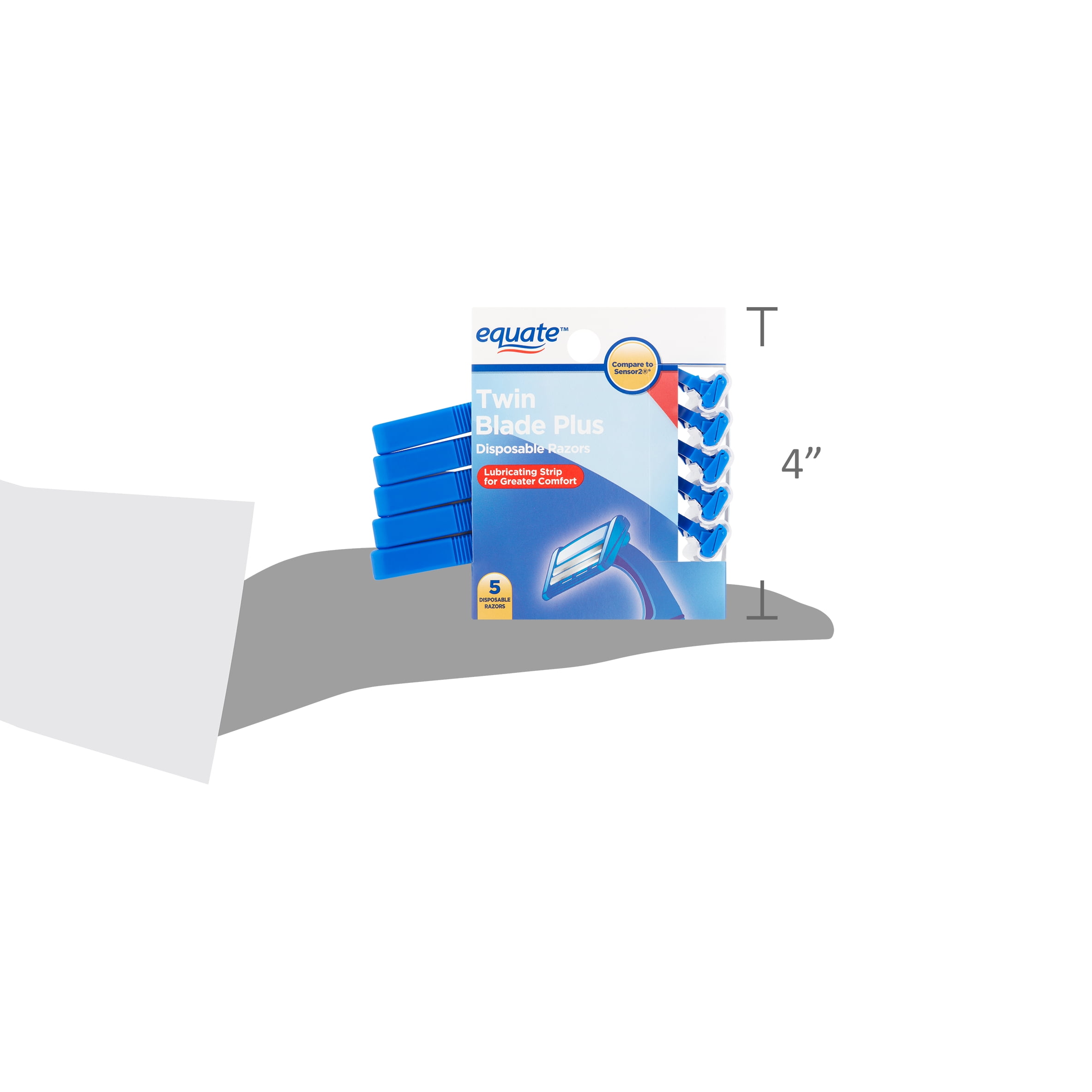 Equate Twin Blade Plus Disposable Razors, 5 Count
