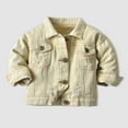 thumbnail image 2 of Splozh Toddler Denim Jacket Girl Baby Boys Girls Denim Jacket Kids Toddler Button Down Jeans Jacket Top Coat Outerwear Beige,18-24 Months, 2 of 3