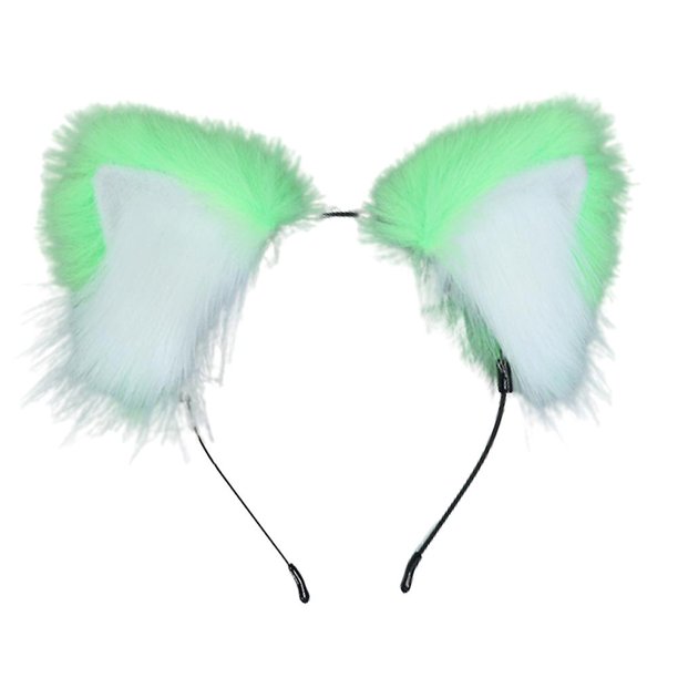 Diadema con orejas de zorro y gato de piel larga Multicolor arcoíris, diadema, disfraz de fiesta de Halloween, decorar