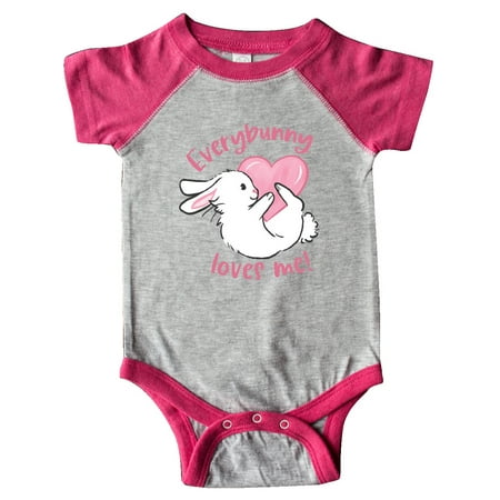 

Inktastic Everybunny Loves Me White Rabbit Holding Pink Heart Gift Baby Boy or Baby Girl Bodysuit