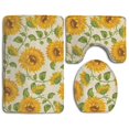 thumbnail image 1 of ABPHQTO Girasoles amarillos Juego de alfombras de baño de 3 piezas Alfombra de baño Alfombra de contorno y tapa de inodoro, 1 of 2