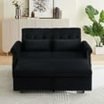 thumbnail image 2 of 55" Pull Out Sleeper Sofa Bed,3 in 1 Convertible Sleeper Loveseat Couch Modern 2 Seater Velvet Sofa Bed with Adjustable Backrest and Lumbar Pillows for Apartment Office Living Room,Black, 2 of 7