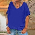 thumbnail image 2 of Timegard Womens Tops V Neck Short Sleeve Loose Blouse Summer Solid Color Casual Comfy Tops Basic Tee, 2 of 5