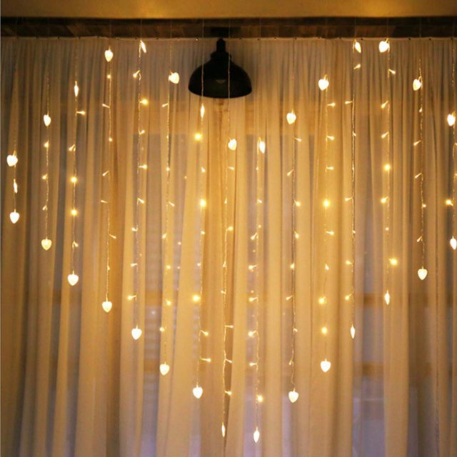 1 cuerda de pc, telón de fondo de cascada de San Valentín, luces de ventana de hadas para boda, cortinas de luz de hadas, decoración Led, luces en línea intermitentes