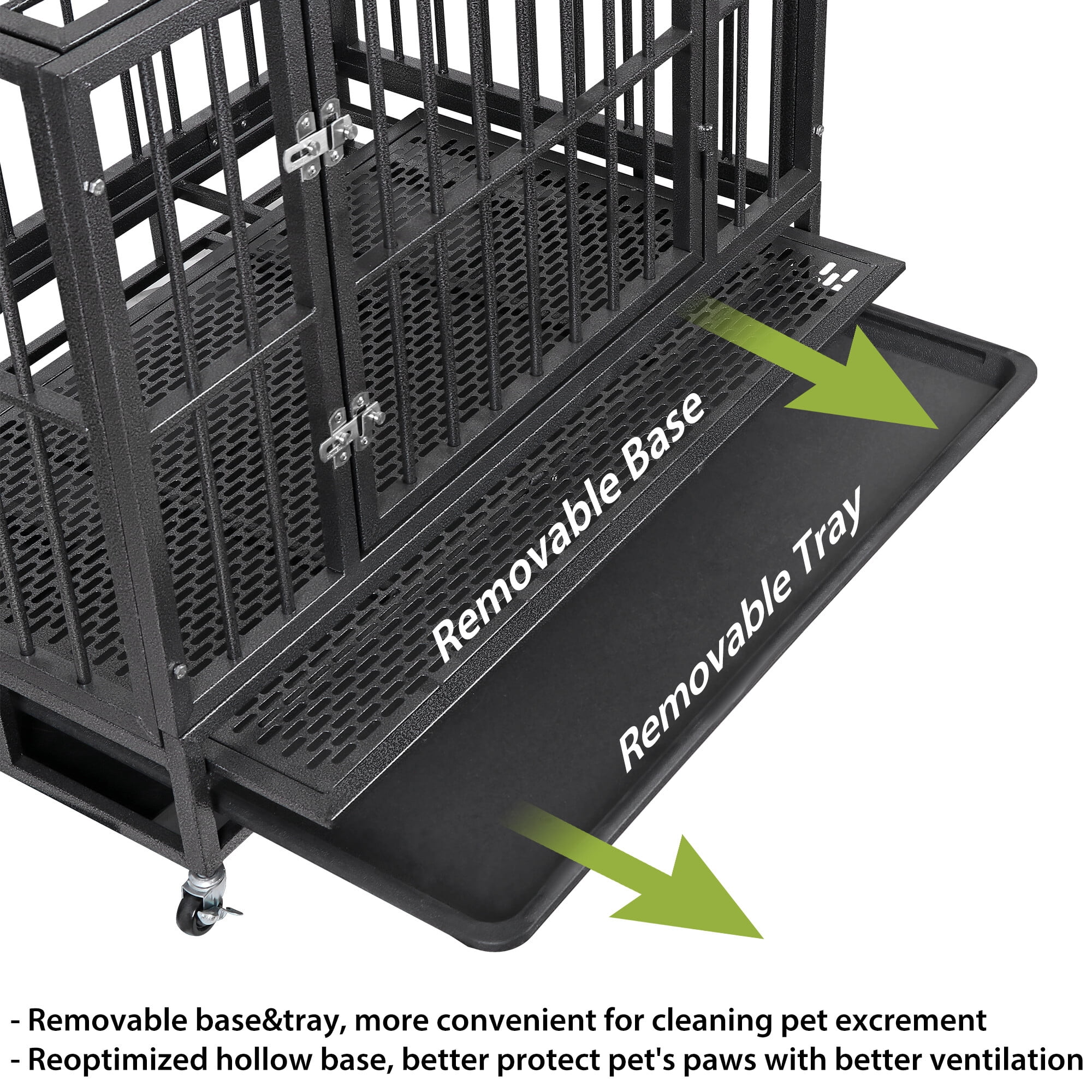 HomGarden 38-in Heavy Duty Pet Dog Crate High Anxiety Medium Dog Cage Kennel W/Lockable Wheels & Tray