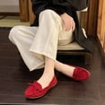 thumbnail image 5 of Viluyesy Womens Loafer Shoes, Non-Slip Wide Width Suede Solid Color Casual Comfortable Flat Sneakers Red, 5 of 5
