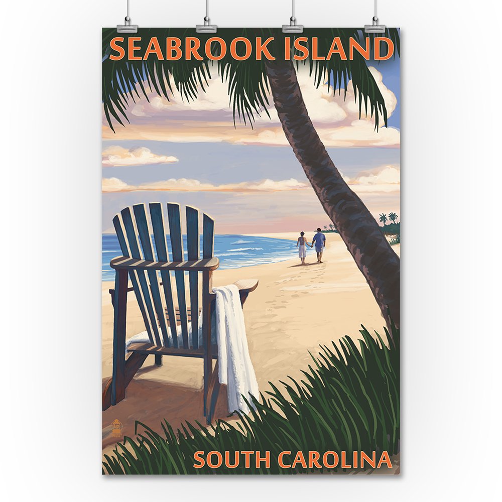 Seabrook Island, South Carolina Adirondack & Palms Lantern Press Poster (36x54 Giclee
