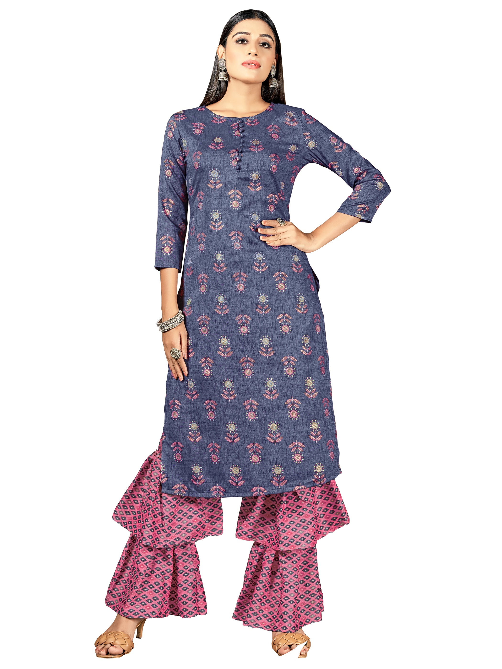 Burgundy Color Stitched Rayon Latest Printed Design Kurti Plazo For Women -  Urban Trend