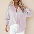 thumbnail image 2 of Towmus Striped Button Down Shirts for Women Office Work Trendy Blouse Smocked Cuffed clothings Causal Long Sleeve Tops with Pocket, 2 of 6