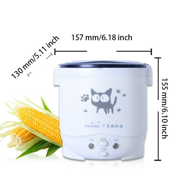 Becaristey Car Rice Cooker Mini Cooking Tools 1L Porridge Electric Heater Appliance 12V/White 12V