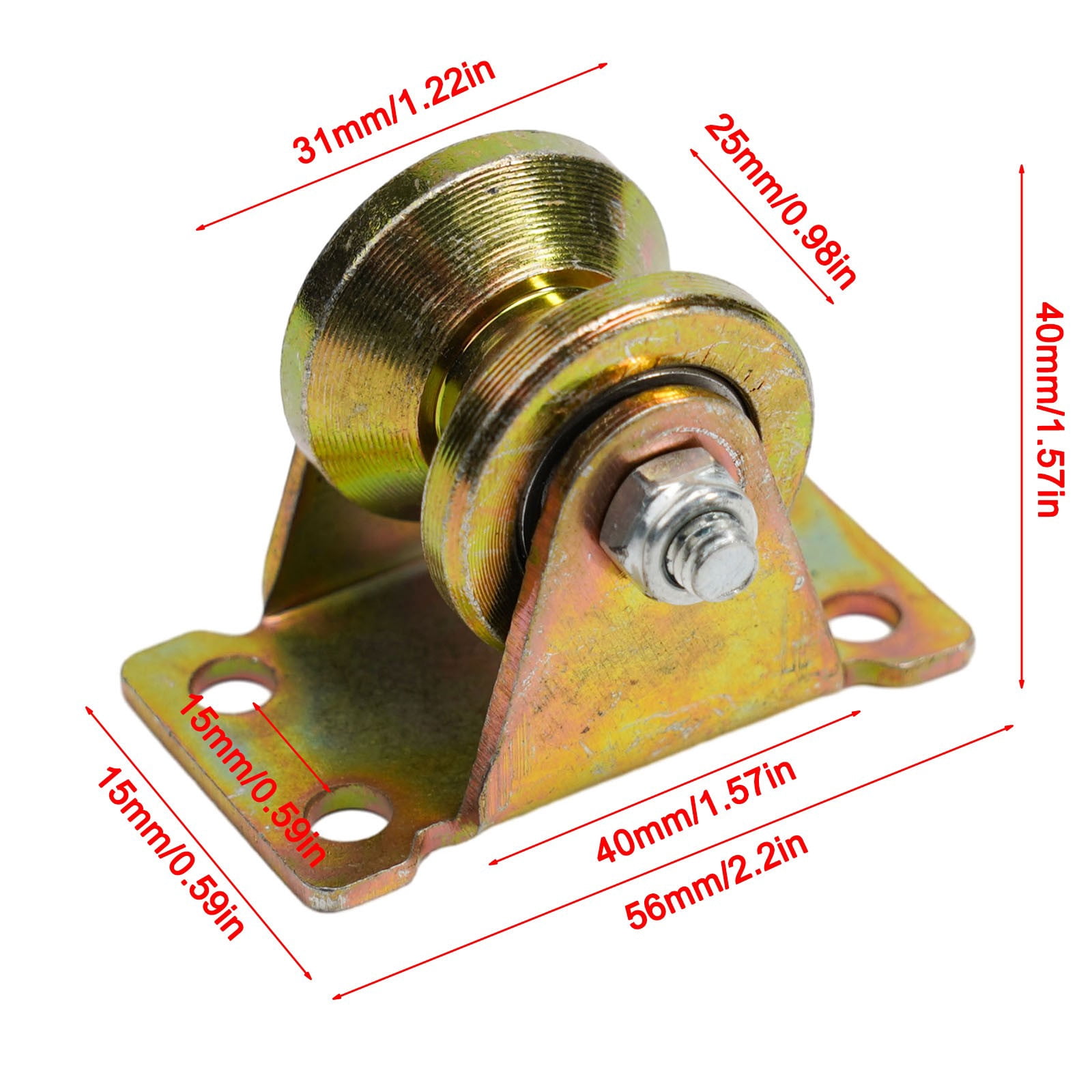 CHENGSI for Heavy Duty V Groove Wheel Caster Set for Inverted Track Sliding Gate, Steel Construction, 1.2 Inch Base Plate, 440 Pounds Load Capacity per Wheel, Pack of 4