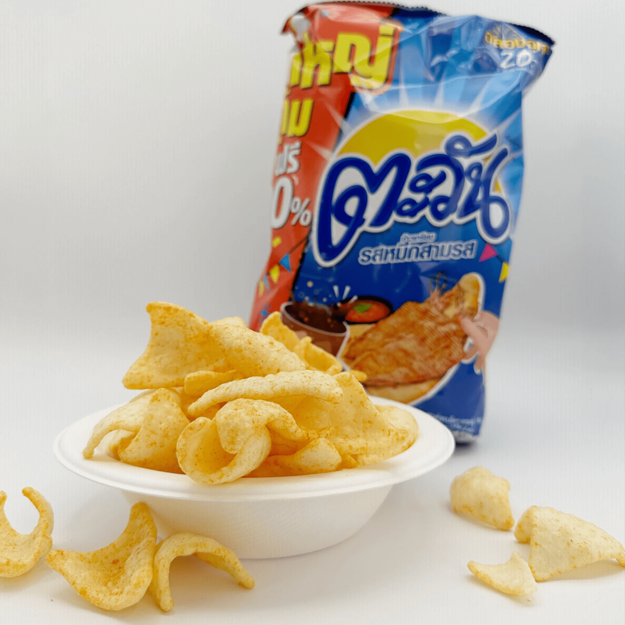 Tawan Tapioca Chips Sweet & Sour Squid Flavor, Gluten-Free Thai Snack, Crispy & Tangy (67g x 6)