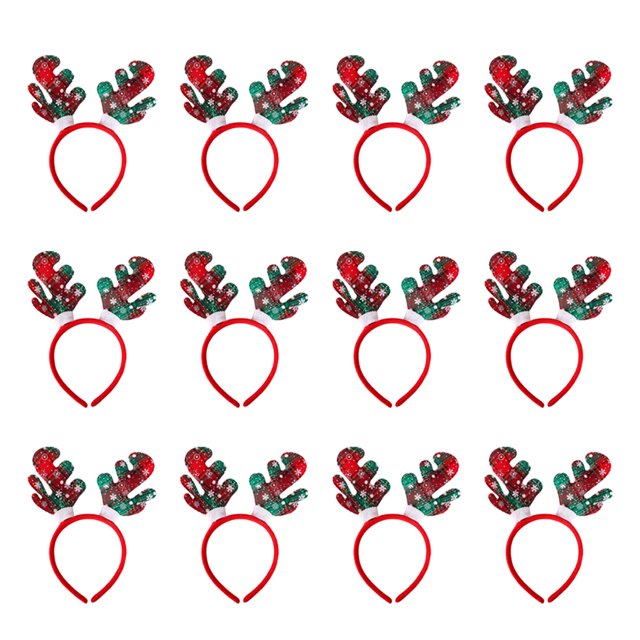 12 Uds. De diademas navideñas para niña, clásicas, elásticas, con cuernos de reno, hebilla para el pelo de Papá Noel, diadema para adultos, Accesorio para el cabello Cornamentas verdes de Navidad Minnieouse AP013012-16