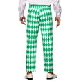 thumbnail image 3 of INSPIRE CHIC Argyle Printed Pants for Men's Regular Fit Flat Front Dress Trousers 28 Green White, 3 of 6