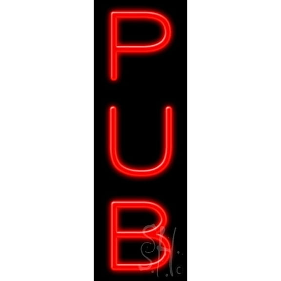 Pub LED Neon Sign 8" Tall x 24" Wide, Clear Edge Cut Acrylic Backing, with Dimmer - Bright and Premium built indoor LED Neon Sign for Bar decor.