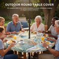 thumbnail image 3 of Round Outdoor Tablecloth with Umbrella Hole and Zipper, Vintage Beige Coastal Tablecloth with Elastic Waterproof, Summer Beach Starfish Shell Coral Nautical Patio Table Covers for 31" - 35" Tables, 3 of 9
