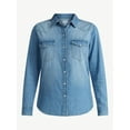 thumbnail image 4 of Time and Tru Women’s Lightweight Cotton Denim Shirt, Sizes XS-3XL, 4 of 4