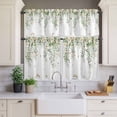 thumbnail image 4 of 3 Piece Kitchen Curtains and Valances Set Green Eucalyptus Leaves Cafe Curtains 24 Inch Length Spring Floral Weeping Farmhouse Valance & Tier Curtain for Living Room Bedroom Window 54"x18"+27"x24"*2, 4 of 6