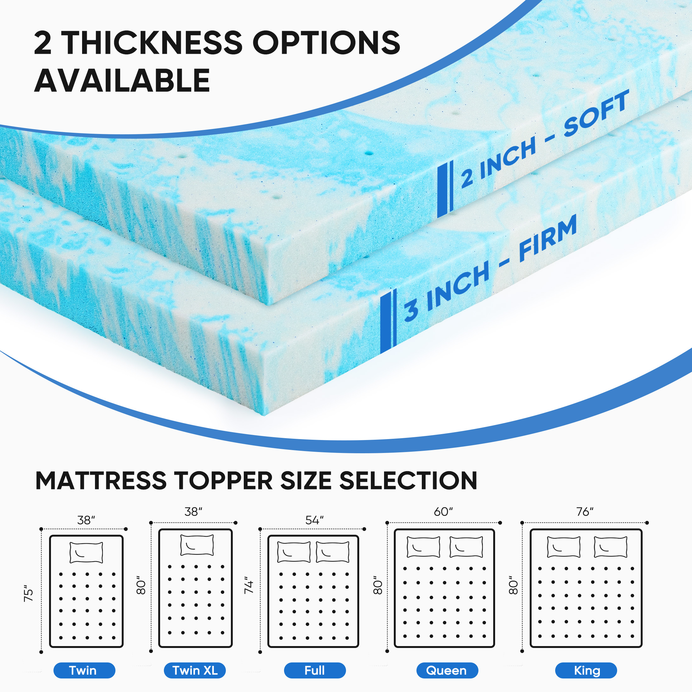 EDX 3-Inch Cool Gel Memory Foam Mattress Topper, Twin XL, CertiPUR-US photo 3