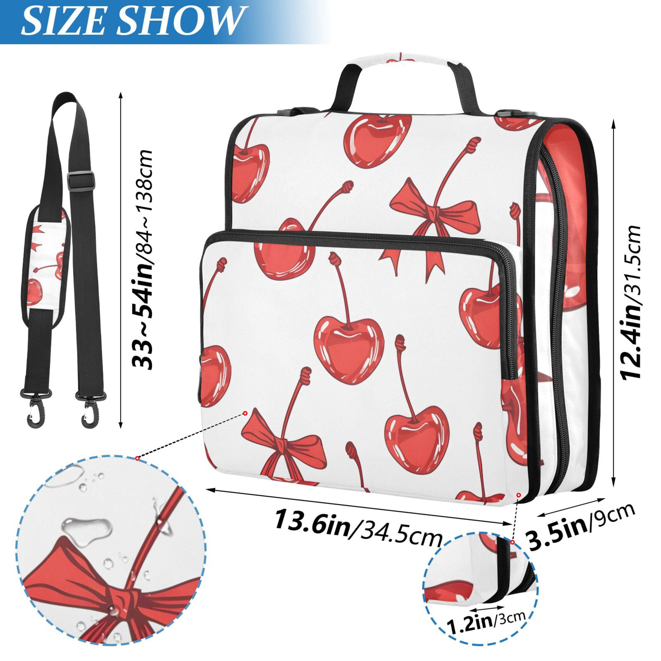 ALAZA Zipper Binder Cherry and Bows 3 Ring Trapper Keeper File Folder Organizer Bag