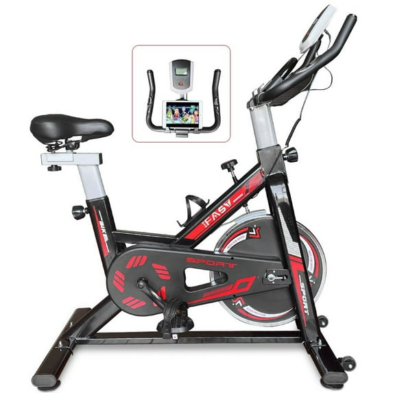Indoor Cycling Bike for Home Gym, Stationary Exercise Bike, Fitness Exercise Bike with LCD Display Monitors, Bottle and Phone Holder, Adjustable Seat Stationary Bike Exercise Equipment 330 lbs