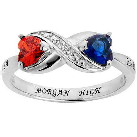Order Now for 2025 Graduation, Freestyle Double Birthstone Heart Infinity Diamond Accent Class Ring, Personalized, High School or College
