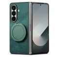 thumbnail image 2 of Dteck Case for Samsung Galaxy Z Fold 4 with Ring Kickstand, Shockproof PC+Leather Case Ring Holder Stand Cover for Galaxy Z Fold 4,Green, 2 of 11