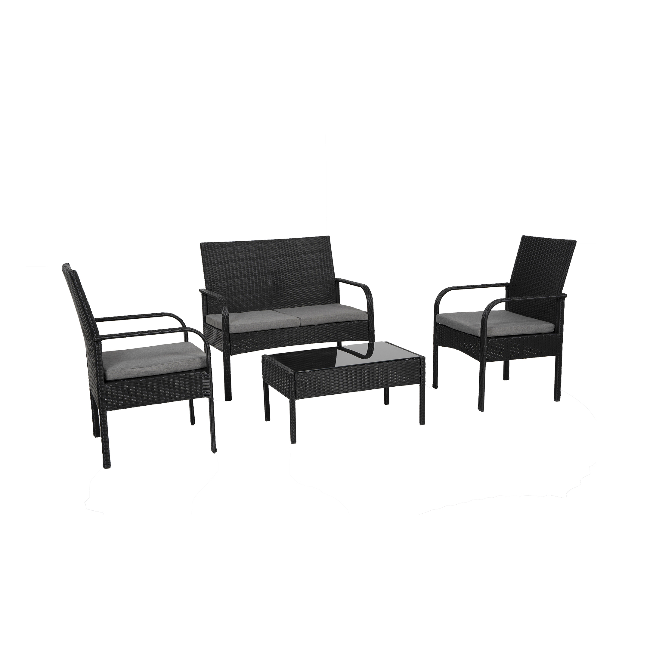 WestinTrends Roadhill 4 Piece Wicker Patio Furniture Sets, All Weather