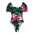 thumbnail image 5 of PEASKJP Womens Quick Dry One Piece Swimsuit Ruffle Printed Beach Conjoined Swimwear, Green M, 5 of 5