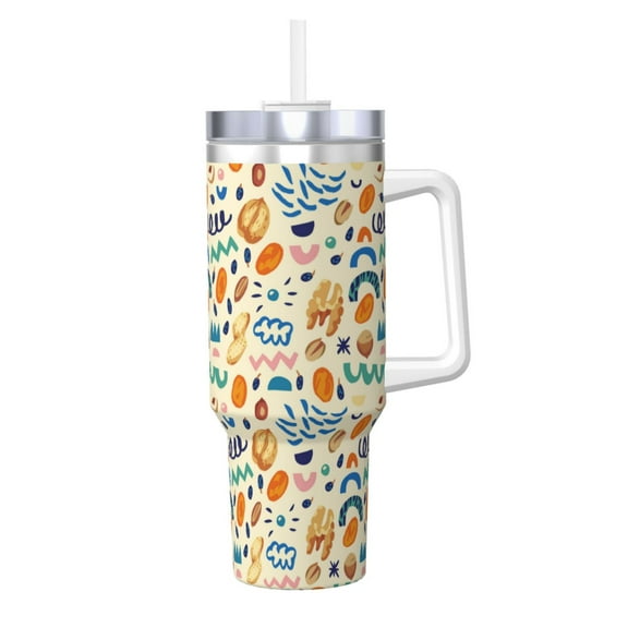 KLL Peanuts 8 Print 40oz Stainless Steel Insulated Car Cup Coffee Mug with Spillproof Lid - Keep Your Drink Hot or Cold on the Go