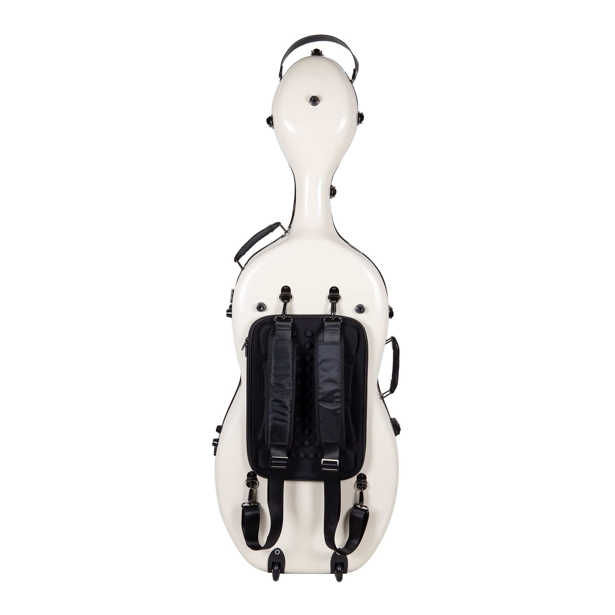Crossrock Fiberglass Case with Wheels-Fits 4/4 Full Size Cellos-Includes Padded Music Pouch, 3 Handles, Removable Shoulder Straps, Combination Lock-Milky White (CRF2020CEFMW)