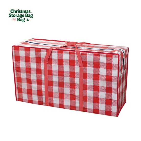 Multi‑Purpose Storage Bag for Wreath Garland, Plastic, Waterproof Moving Organizer with Durable Handles and Zipper, Storage Container for Christmas Tree Decorations or Clothing, 35x12x20inch, Red