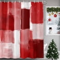 thumbnail image 3 of Red White Shower Curtain, 48" x 72", Graffiti Art Mottled Gradient Color Blocks Modern Waterproof Bathroom Curtain Washable Shower Curtain Set with 12 Hooks, 3 of 6
