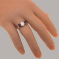 thumbnail image 6 of LBG British Made 18k Rose Gold Natural Opal & Amethyst Womens Anniversary Ring - 33 size options - Size 11.5, 6 of 7