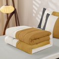 thumbnail image 6 of Homewish Modern Geometric Stripe Zipper Full Size Comforter Sets with Fitted Sheet and 2 Pillowcases,Gray Gold White Zipper Bedding Set,Light Gray Reversible,4pcs, 6 of 8
