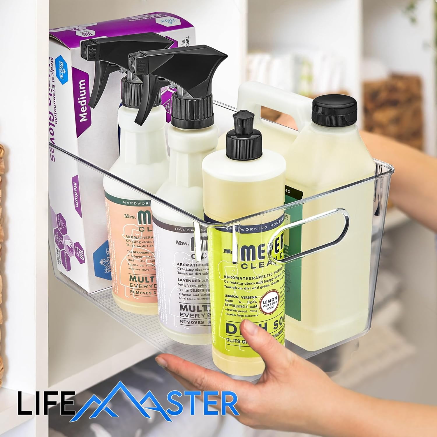 Stackable Refrigerator Bins - Set of 2 Large Capacity Organizers with Easy Grip Handles - Clear and Versatile for Kitchen Storage