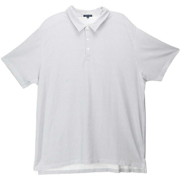 Patrick Assaraf Men's Spotted Lattice Pima Cotton Stretch Polo Dress Shirt - S