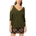 thumbnail image 1 of Trina Turk Womens Cold-Shoulder Knit Sweater, Green, Medium, 1 of 1