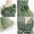 thumbnail image 3 of IBTOM CASTLE Baby Flower Girl One Shoulder Formal Wedding Dress 1st 2nd Birthday Cake Smash Outfits Toddler Prom Pageant Ball Gown 5-6 Years Green, 3 of 7