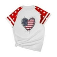 thumbnail image 2 of Youyipin Womens Tops 4Th Of July Plus Size Usa Color-Blocking American Flag Crew Neck Graphic T-Shirt Short Sleeve Shirts For Women, 2 of 4