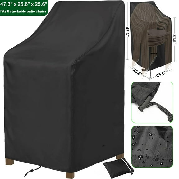 Patio Chair Covers,Outdoor Chair Cover,Waterproof Patio Furniture Covers for Outdoor Furniture Covers,Lounge Deep Outdoor Seat Cover,UV Protected, 25" L x 25" W x 47"H,Black